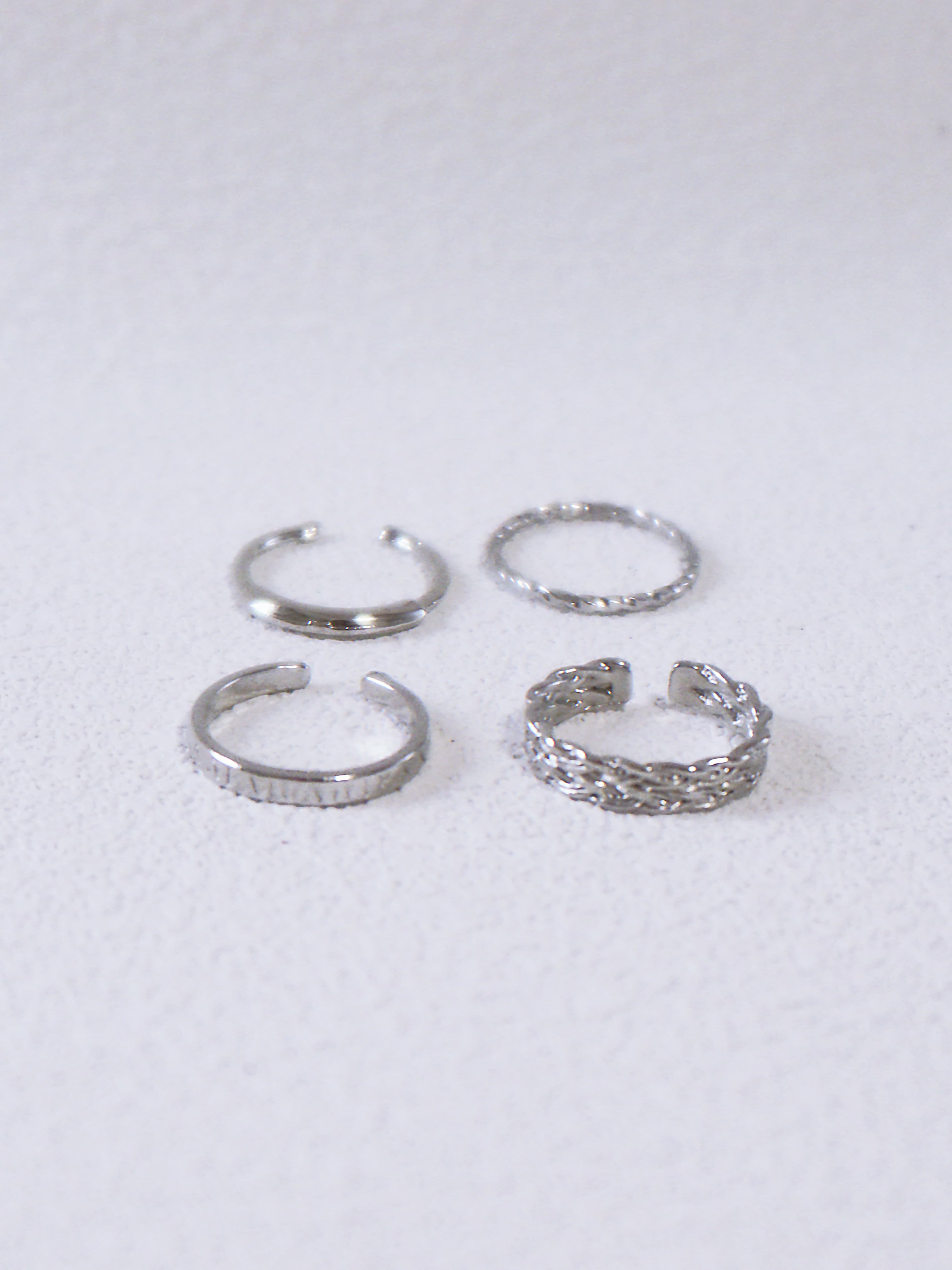 Essential Set – Minimalist Silver Band Ring Set of 4