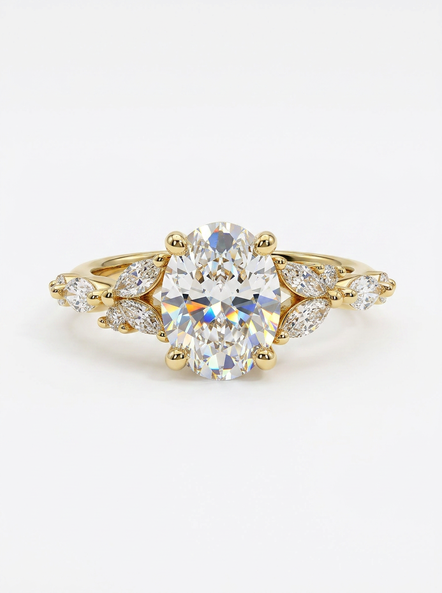 The Sovereign Trinity: The Oculus — Gold Plated Eco-Brass Oval Solitaire Cubic Zirconia Ring
