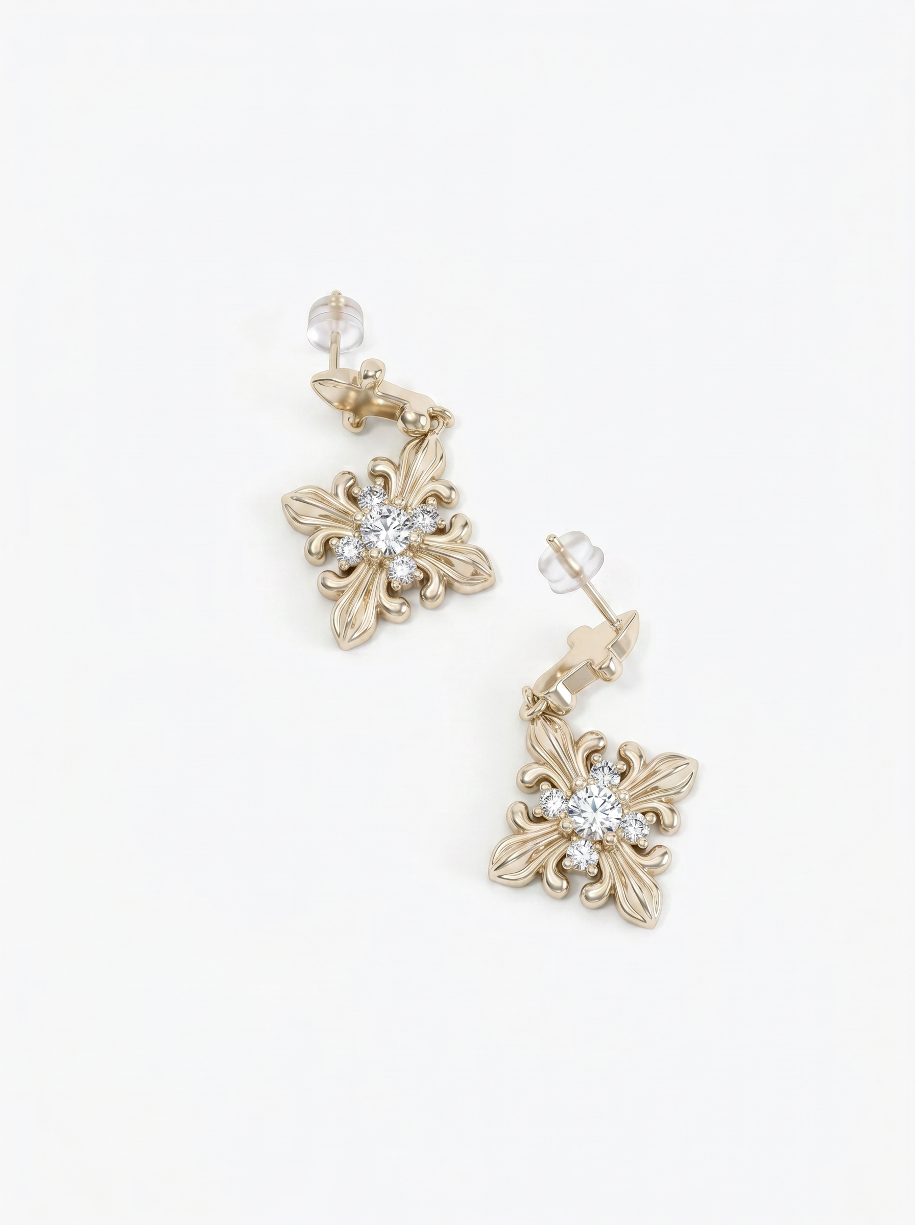 The Golden Iris – Elegant Drop Earrings in 18K Gold Plated Eco Brass
