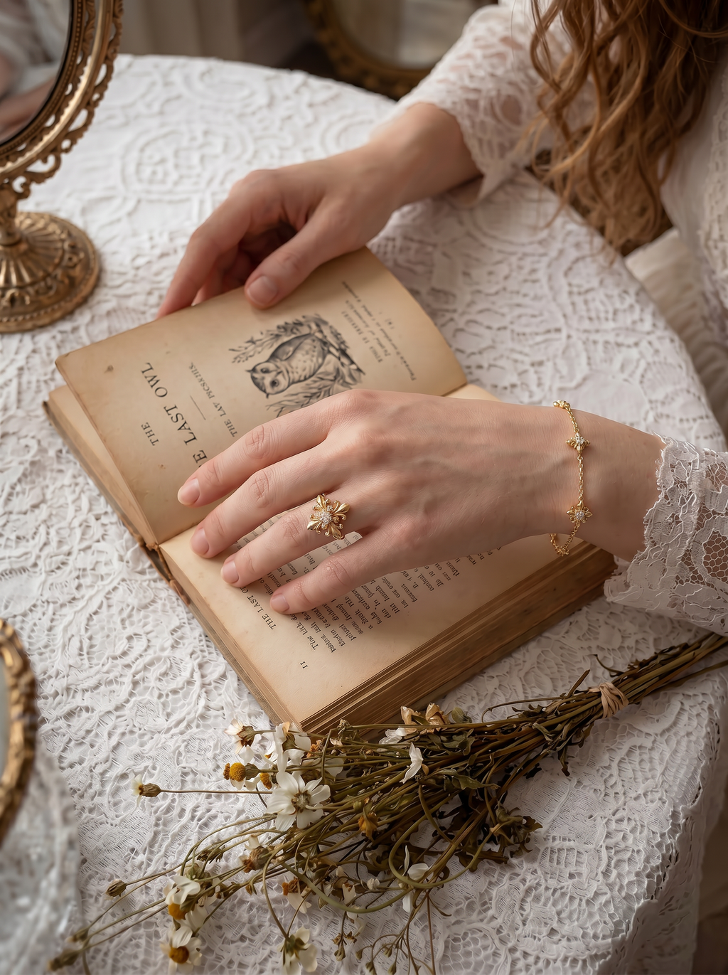 The Golden Iris – Delicate Charm Bracelet in 18K Gold Plated Eco Brass