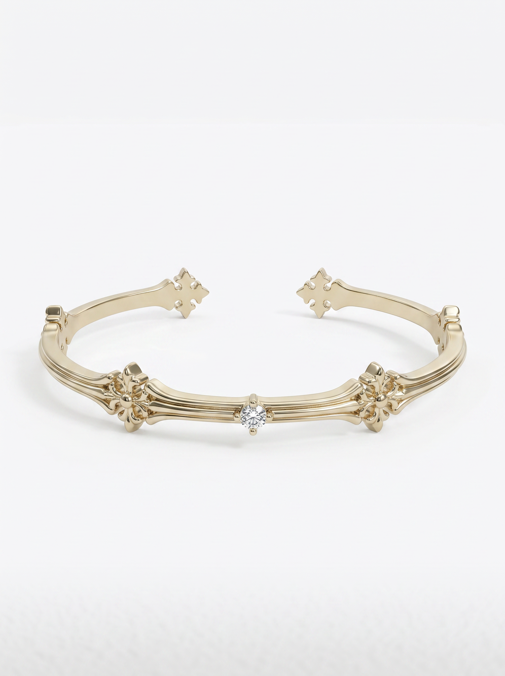 The Golden Iris – Architectural Cuff Bangle in 18K Gold Plated Eco Brass
