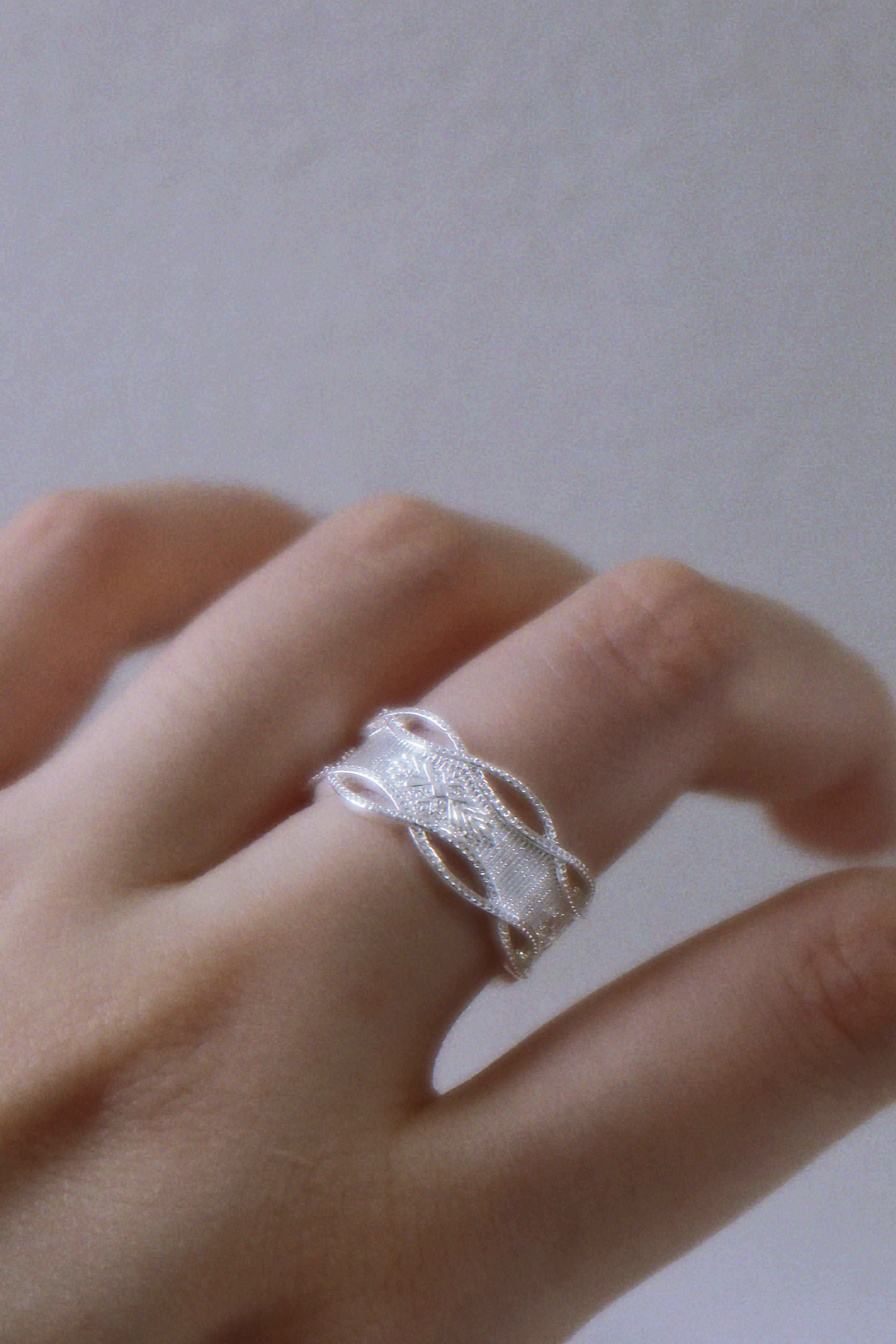 The Frost Lattice - Crystalline Sterling Silver Ring