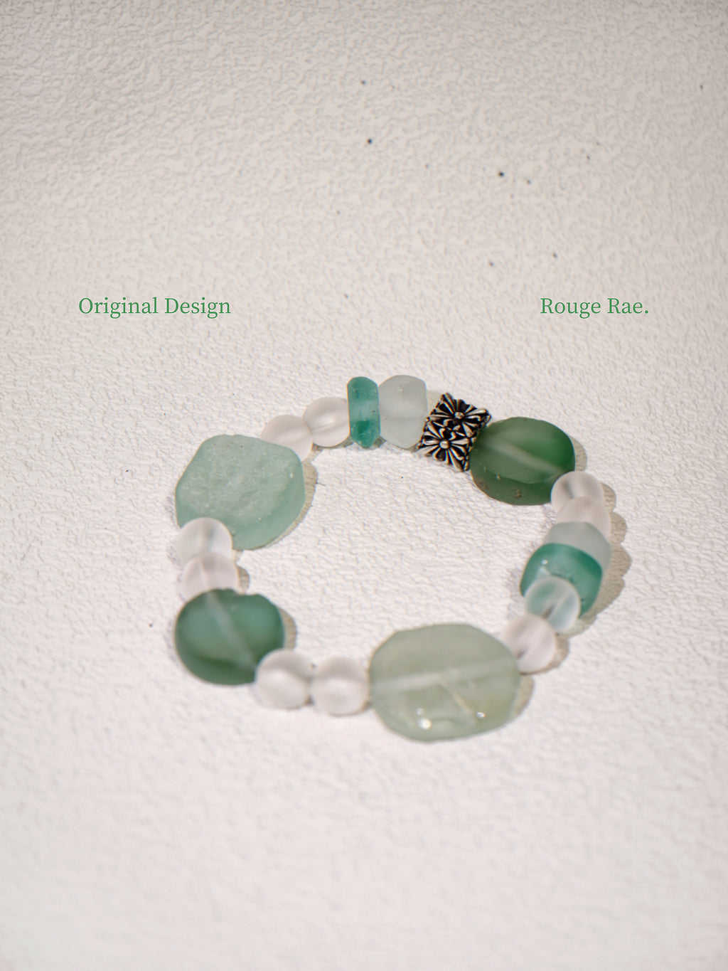 The Aegean Drift – Mint Glass & Miao-carved Cube Bracelet