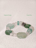 The Aegean Drift – Mint Glass & Miao-carved Cube Bracelet