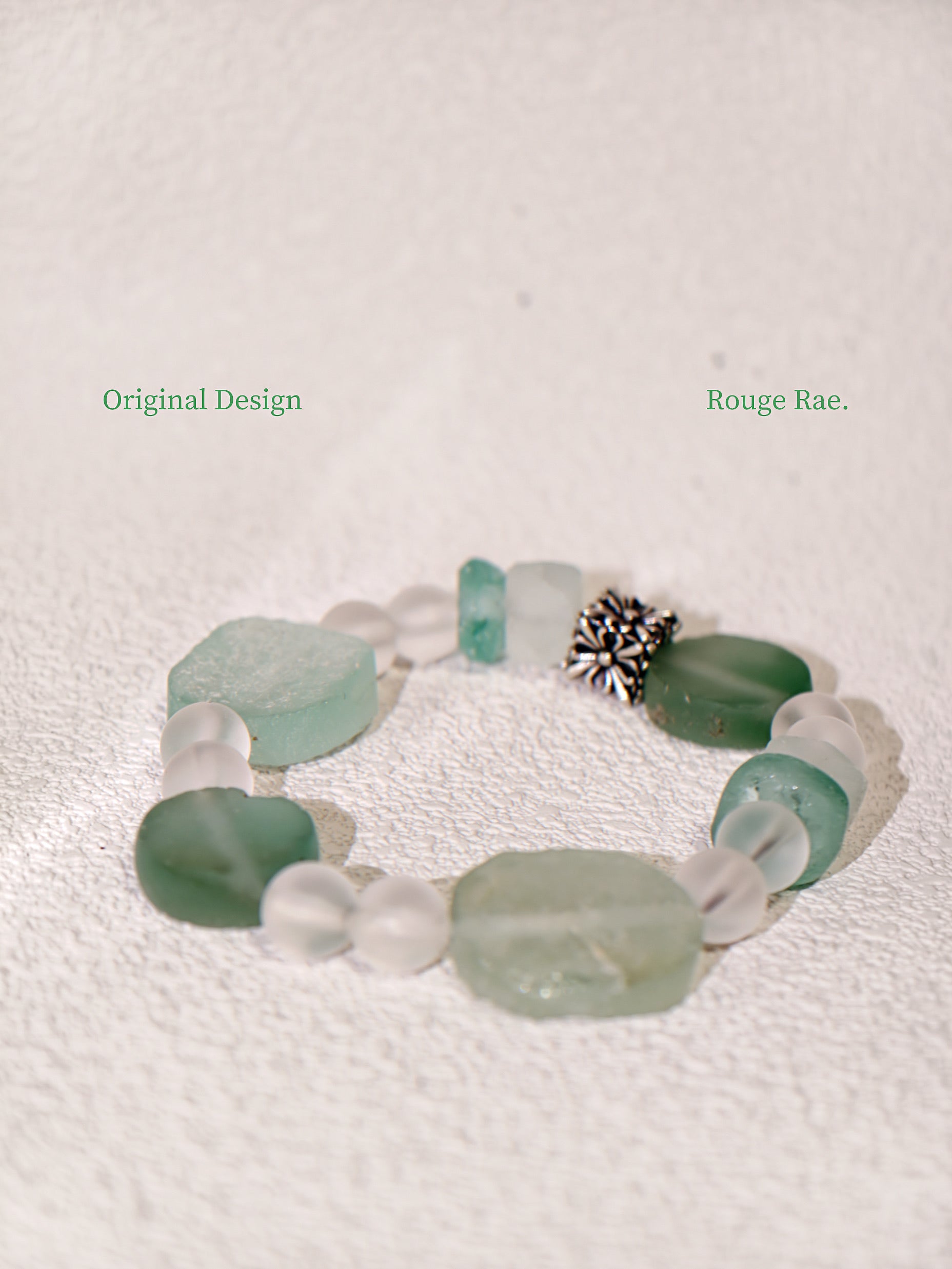 The Aegean Drift – Mint Glass & Miao-carved Cube Bracelet