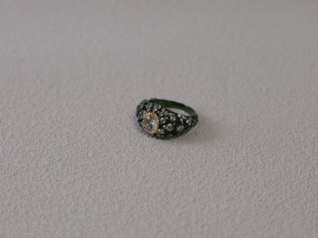 The Dark Glory Ring — All-Black Gothic Zirconia Statement Ring
