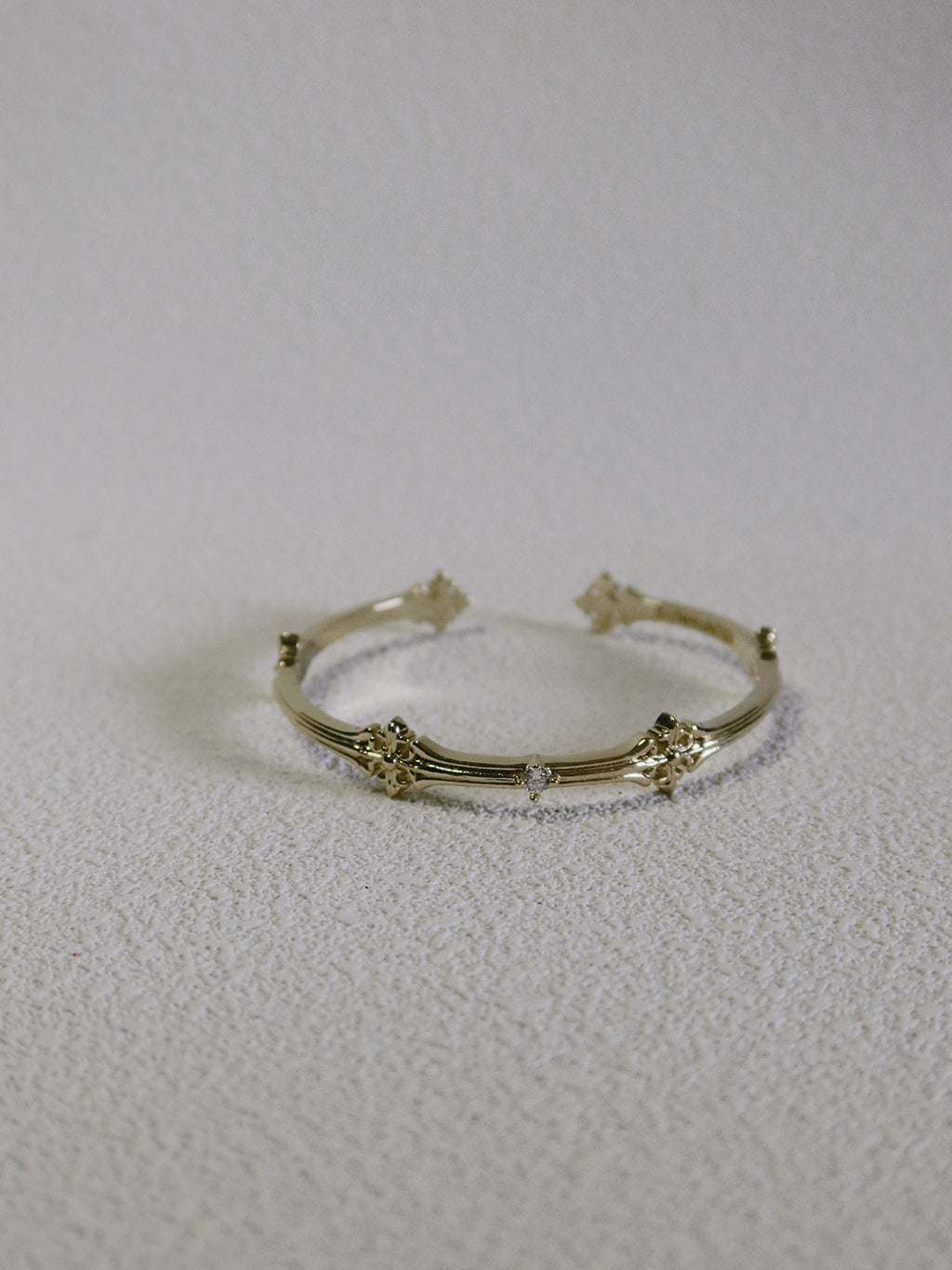 The Golden Iris – Architectural Cuff Bangle in 18K Gold Plated Eco Brass