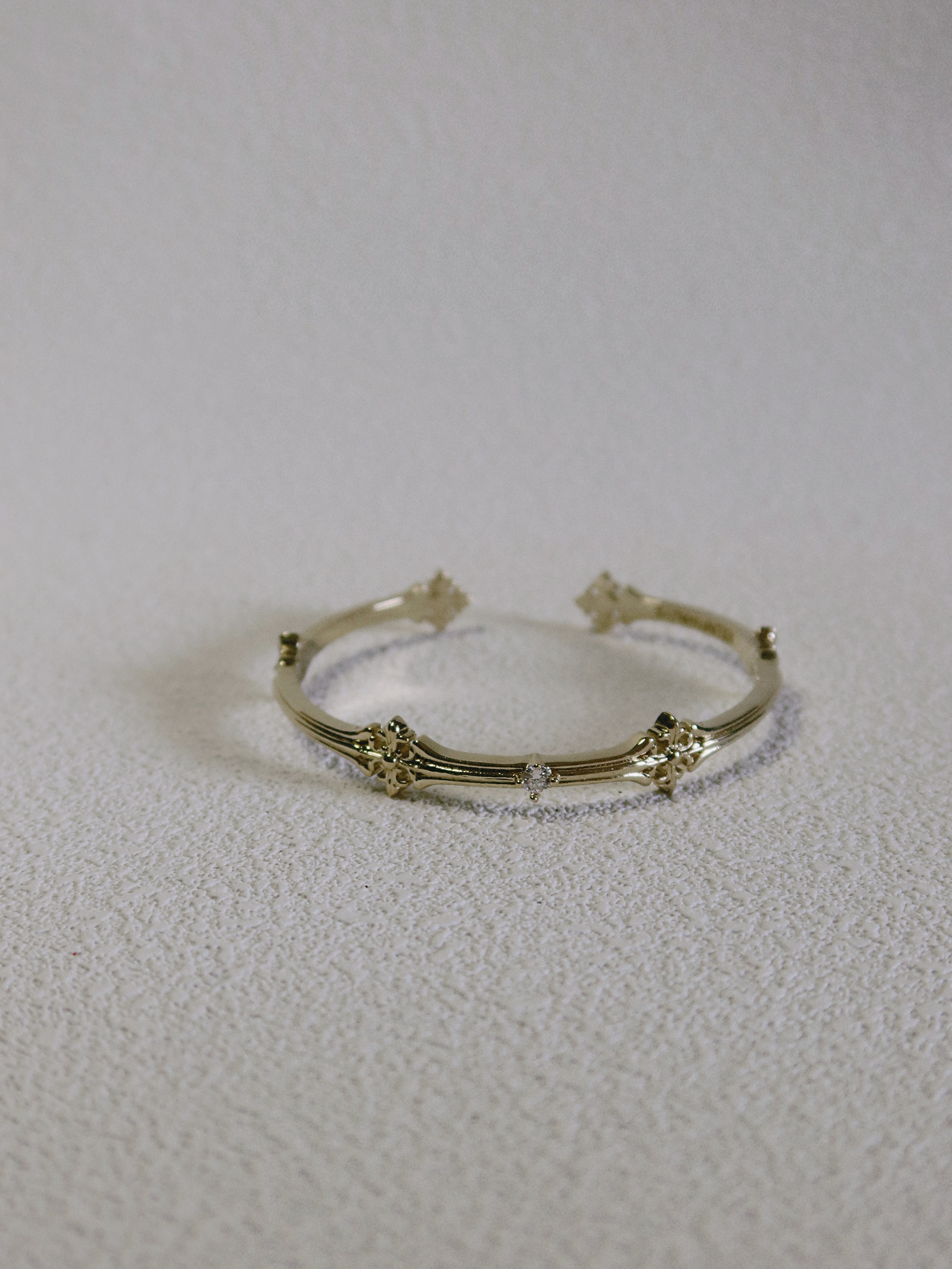 The Golden Iris – Architectural Cuff Bangle in 18K Gold Plated Eco Brass
