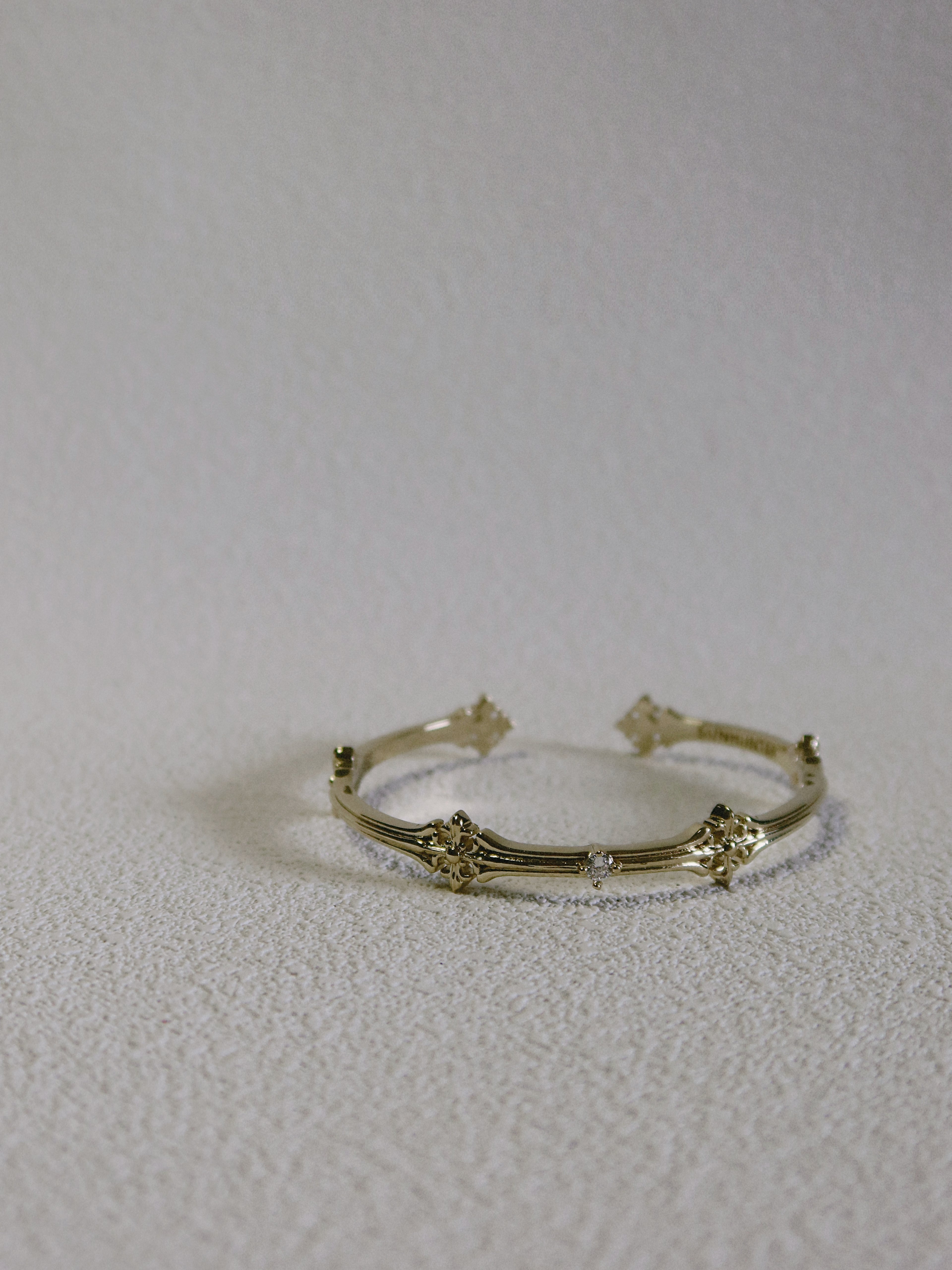 The Golden Iris – Architectural Cuff Bangle in 18K Gold Plated Eco Brass