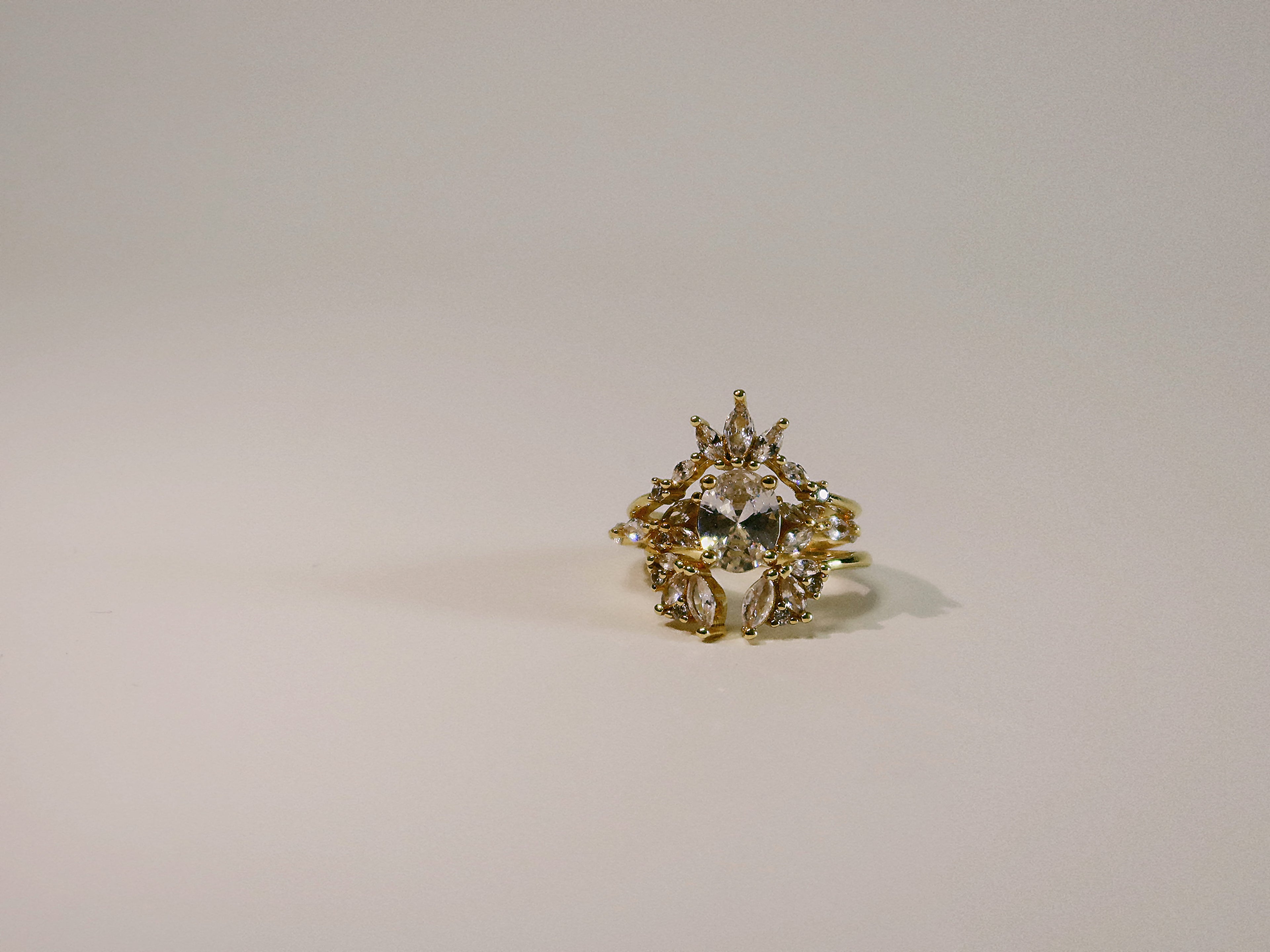 The Sovereign Trinity: The Throne — Gold Plated Eco-Brass Curved Cluster Cubic Zirconia Ring