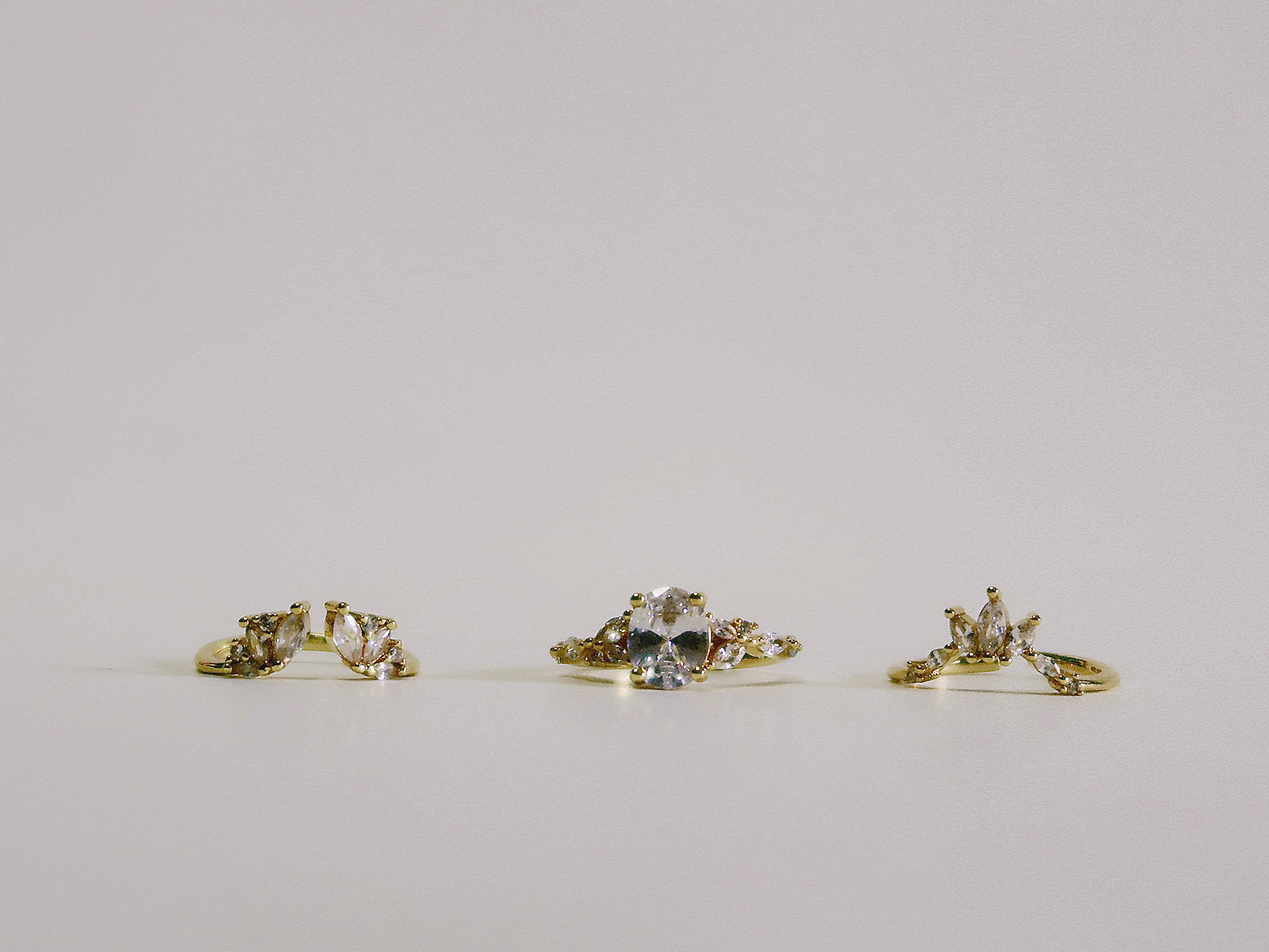 The Sovereign Trinity: The Throne — Gold Plated Eco-Brass Curved Cluster Cubic Zirconia Ring