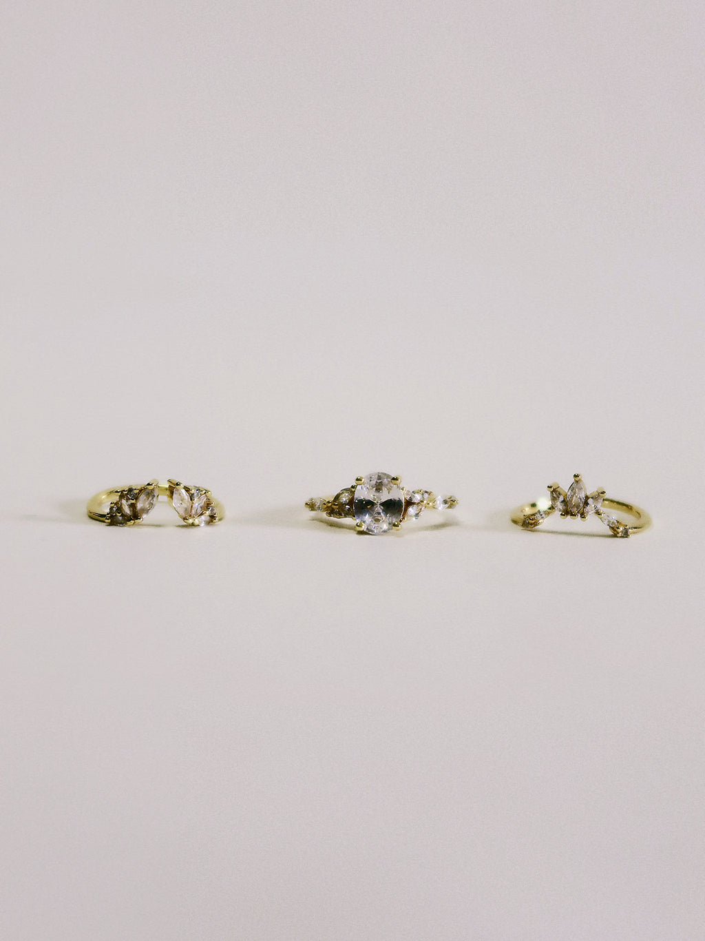 The Sovereign Trinity: The Throne — Gold Plated Eco-Brass Curved Cluster Cubic Zirconia Ring