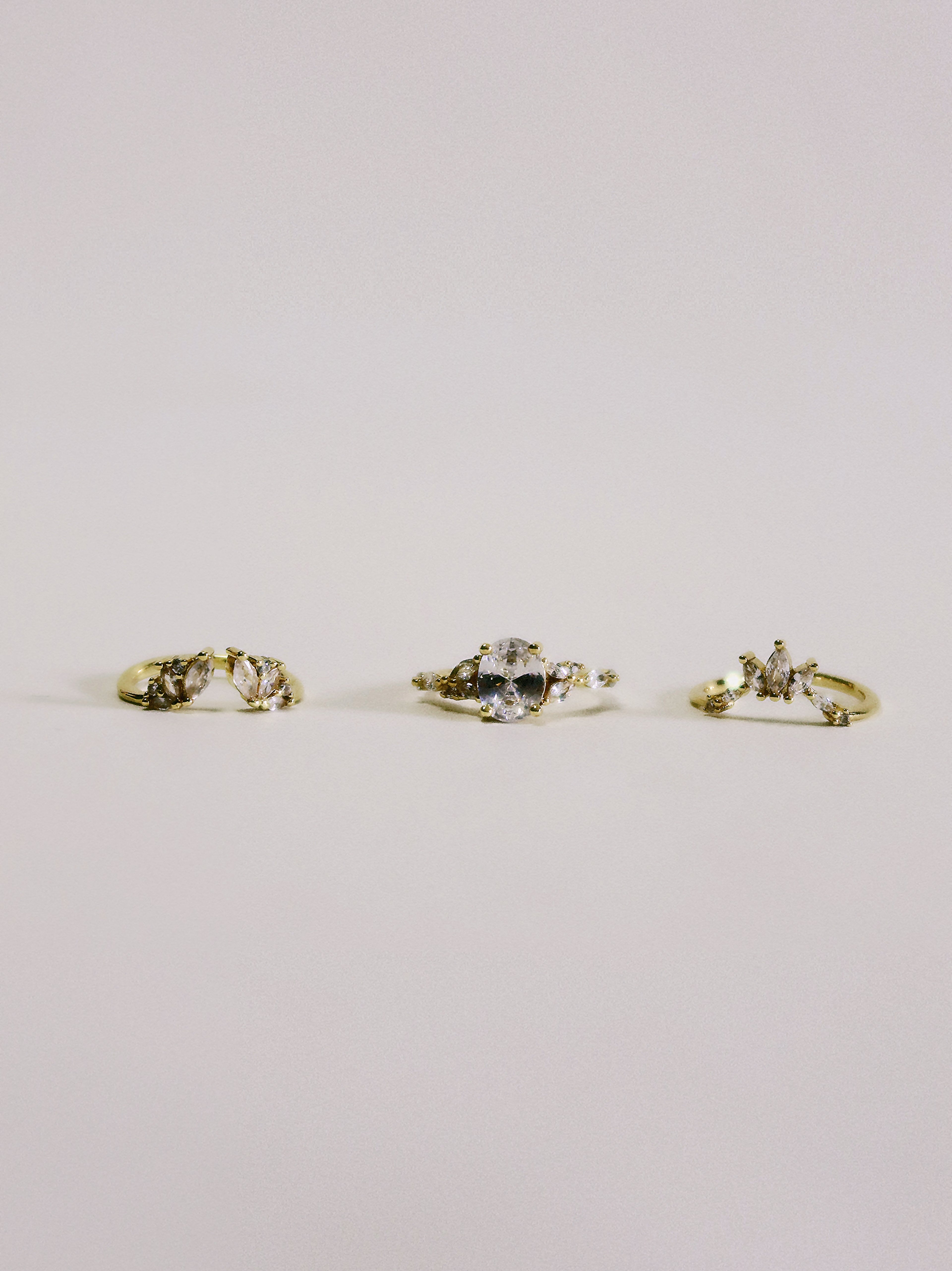 The Sovereign Trinity: The Throne — Gold Plated Eco-Brass Curved Cluster Cubic Zirconia Ring