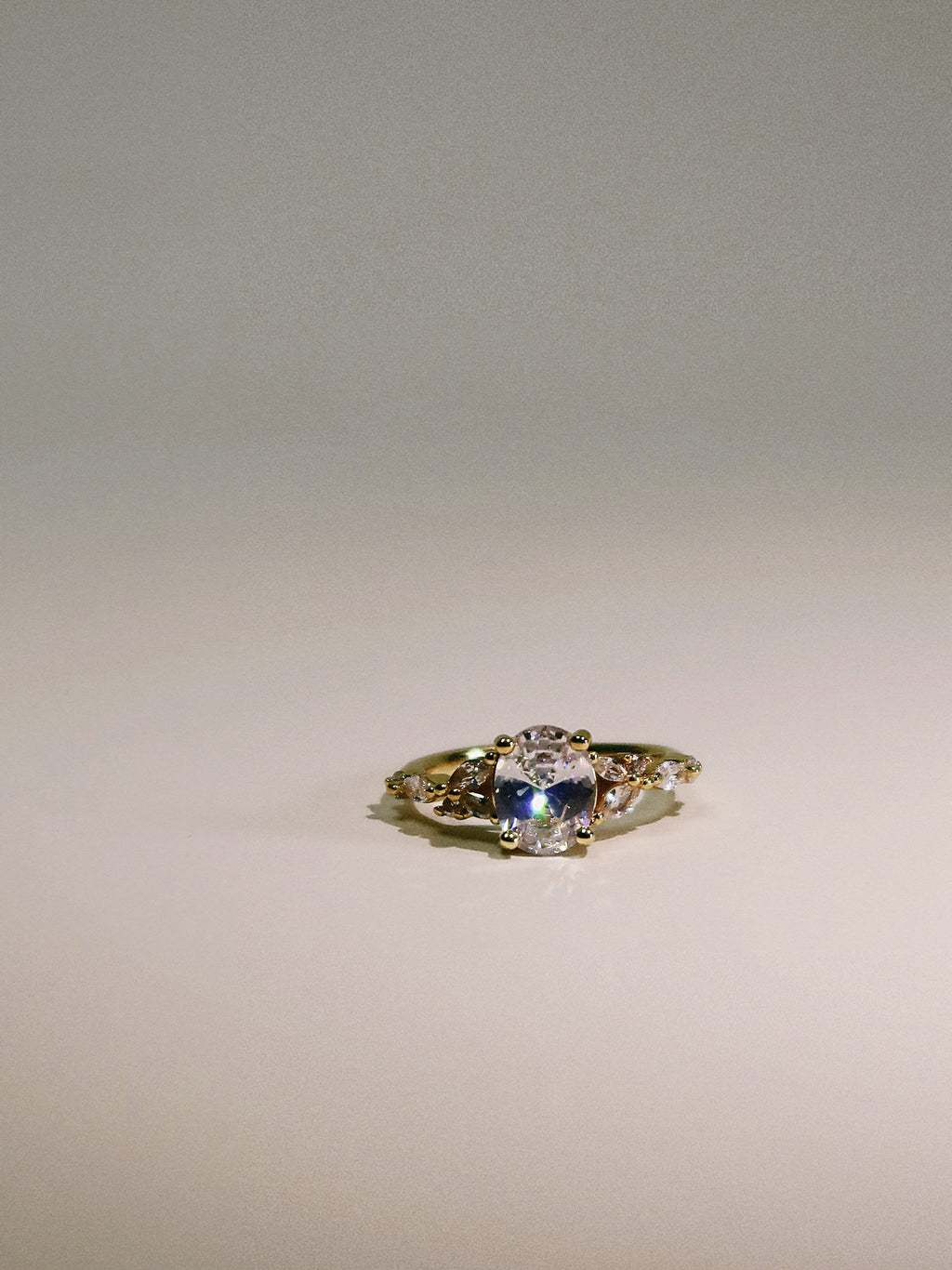The Sovereign Trinity: The Oculus — Gold Plated Eco-Brass Oval Solitaire Cubic Zirconia Ring