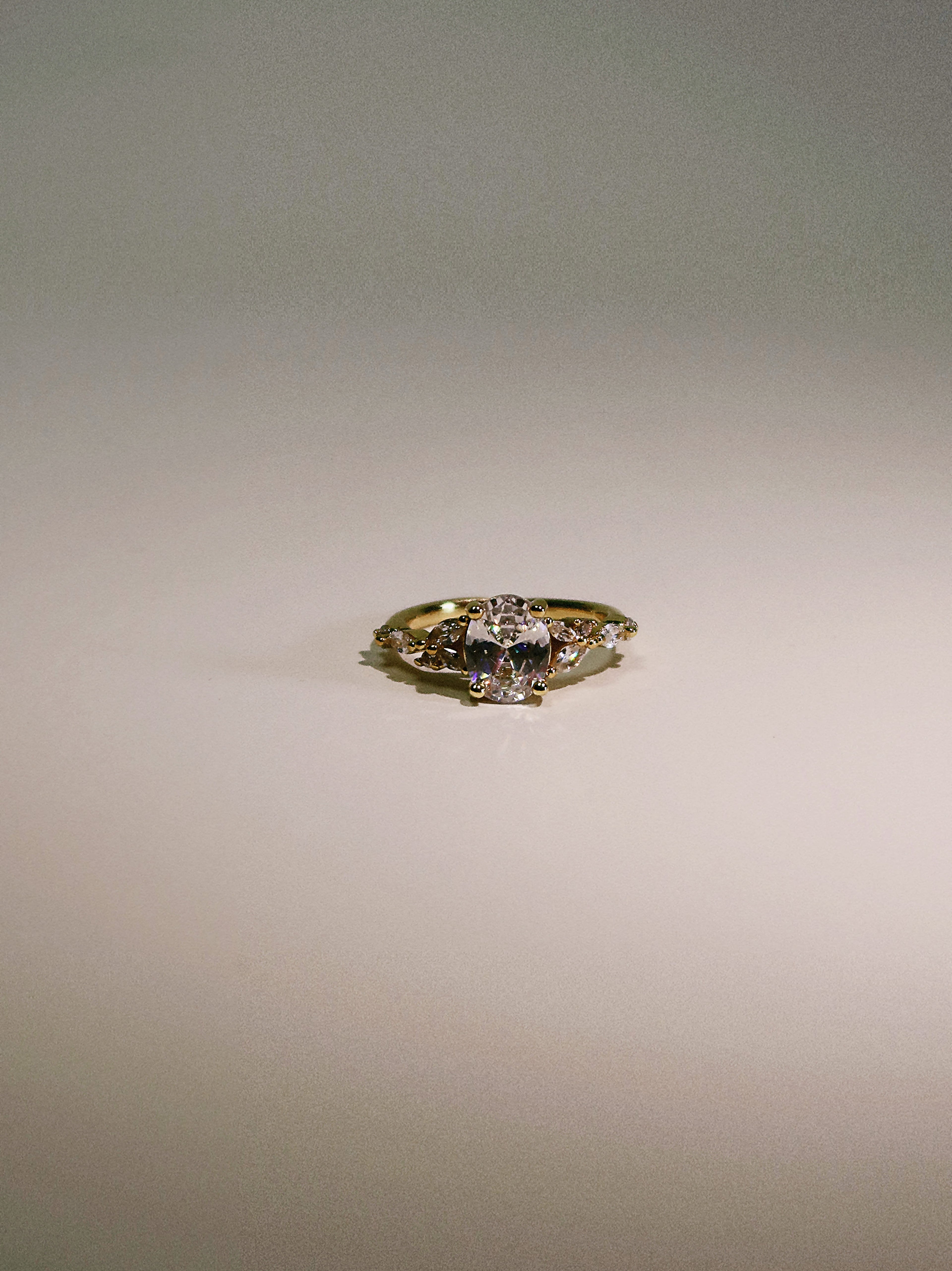 The Sovereign Trinity: The Oculus — Gold Plated Eco-Brass Oval Solitaire Cubic Zirconia Ring