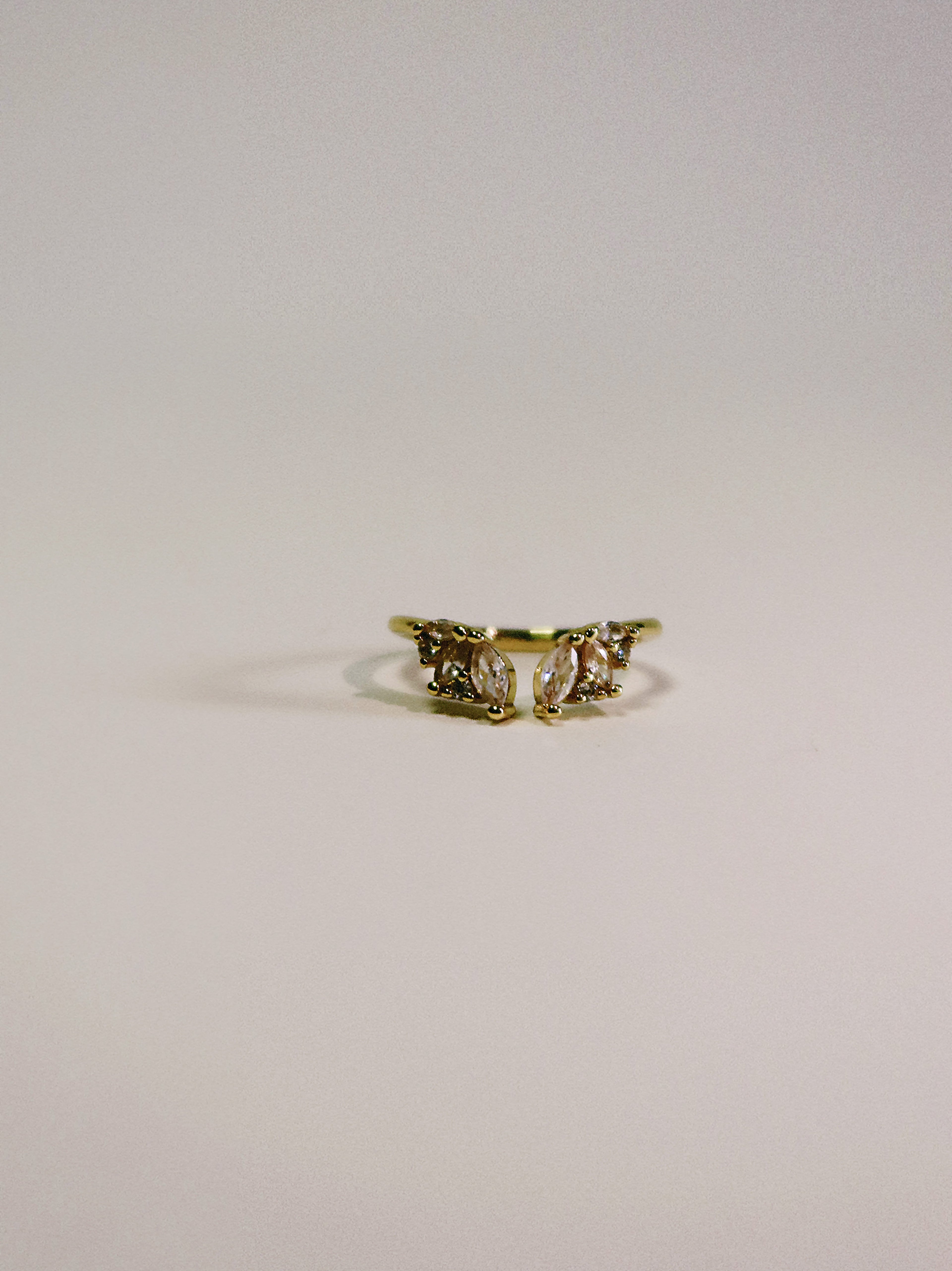 The Sovereign Trinity: The Throne — Gold Plated Eco-Brass Curved Cluster Cubic Zirconia Ring