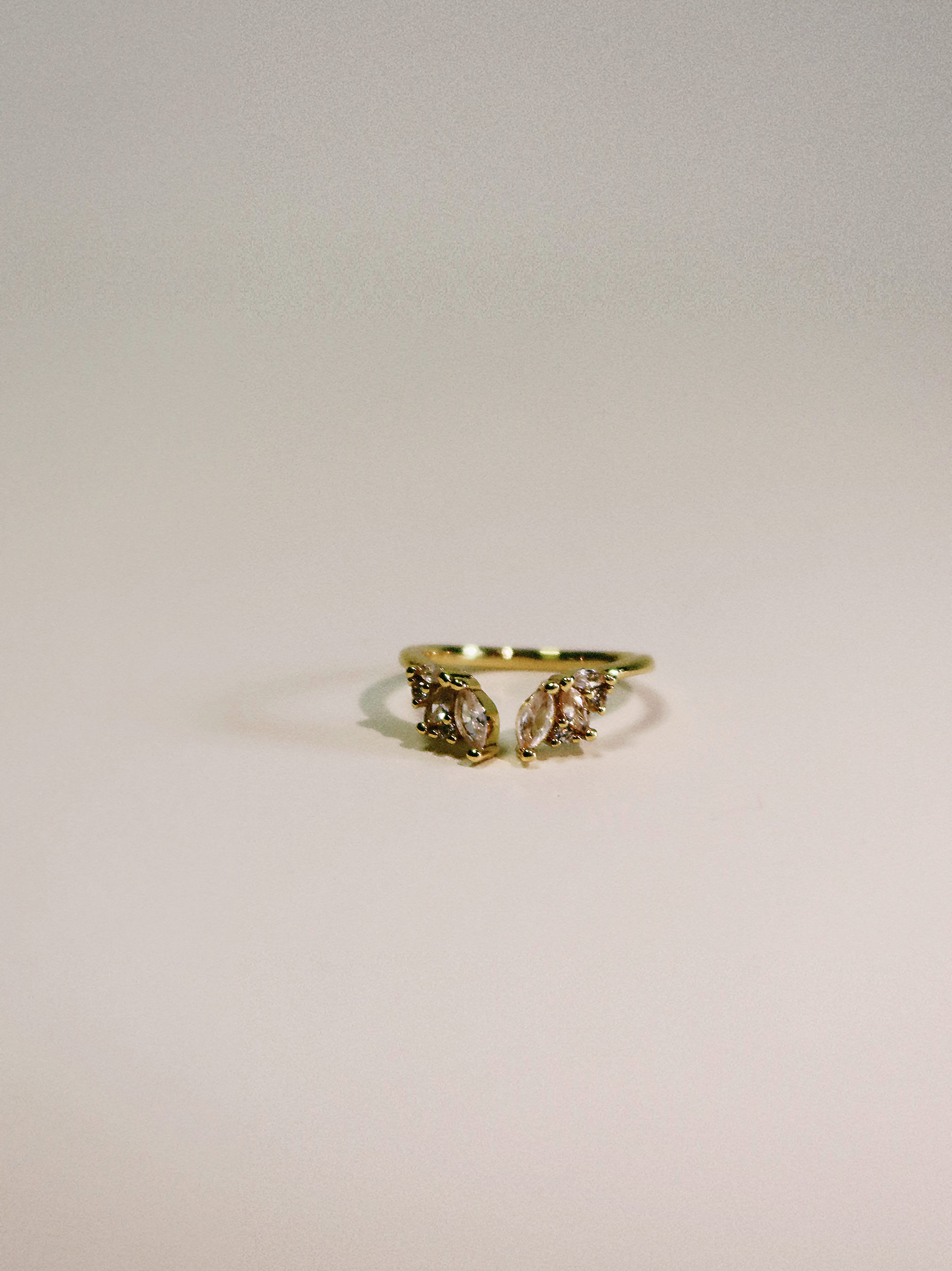 The Sovereign Trinity: The Throne — Gold Plated Eco-Brass Curved Cluster Cubic Zirconia Ring