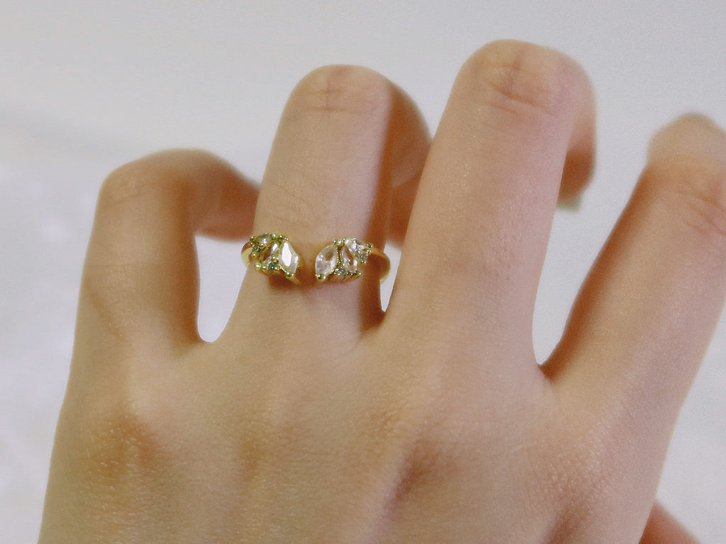 The Sovereign Trinity: The Throne — Gold Plated Eco-Brass Curved Cluster Cubic Zirconia Ring