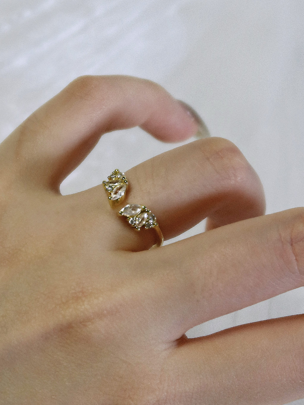 The Sovereign Trinity: The Throne — Gold Plated Eco-Brass Curved Cluster Cubic Zirconia Ring