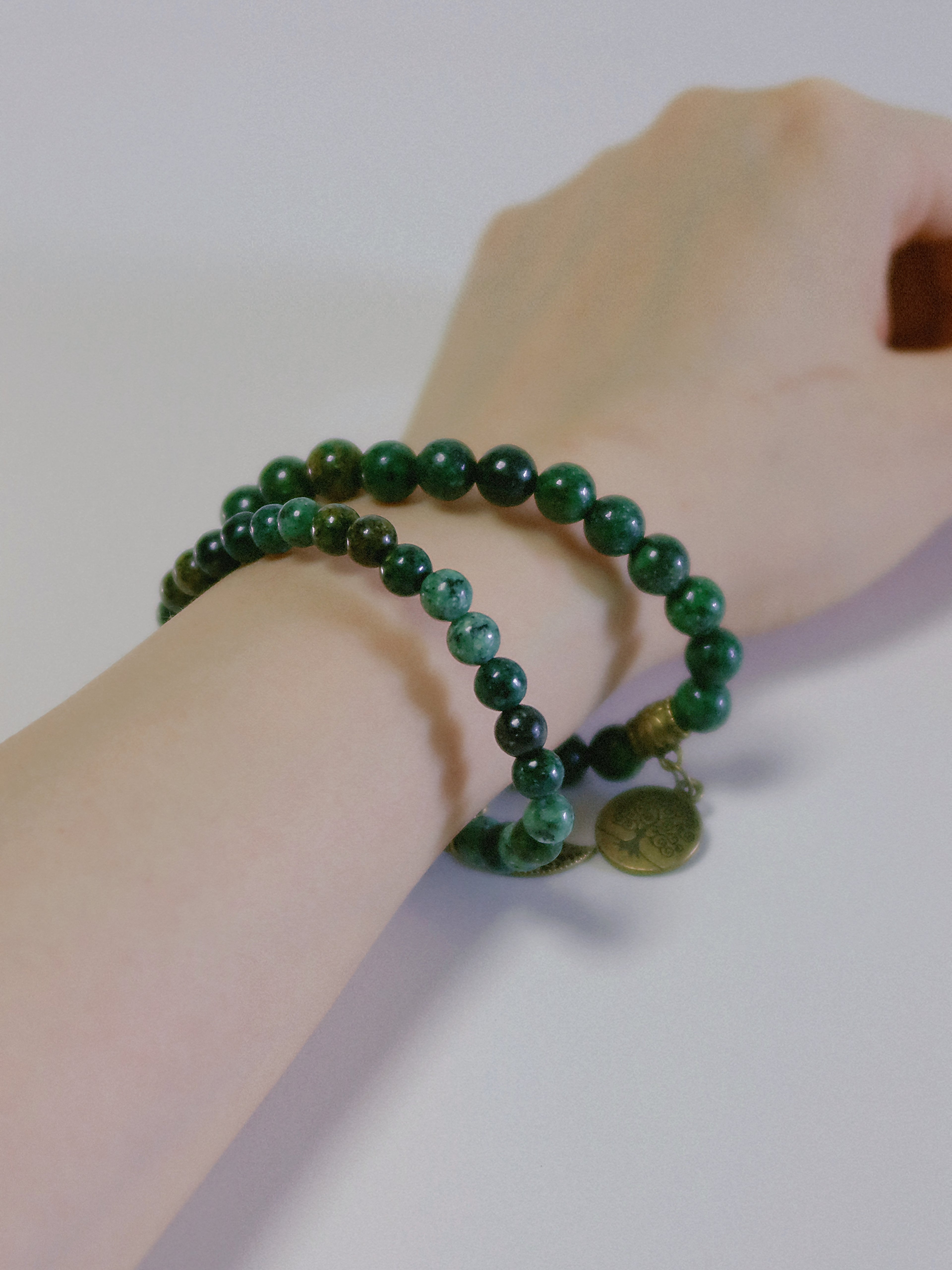 The Dryad. Antique Bronze and Turquoise Double-Wrap Beaded Bracelet