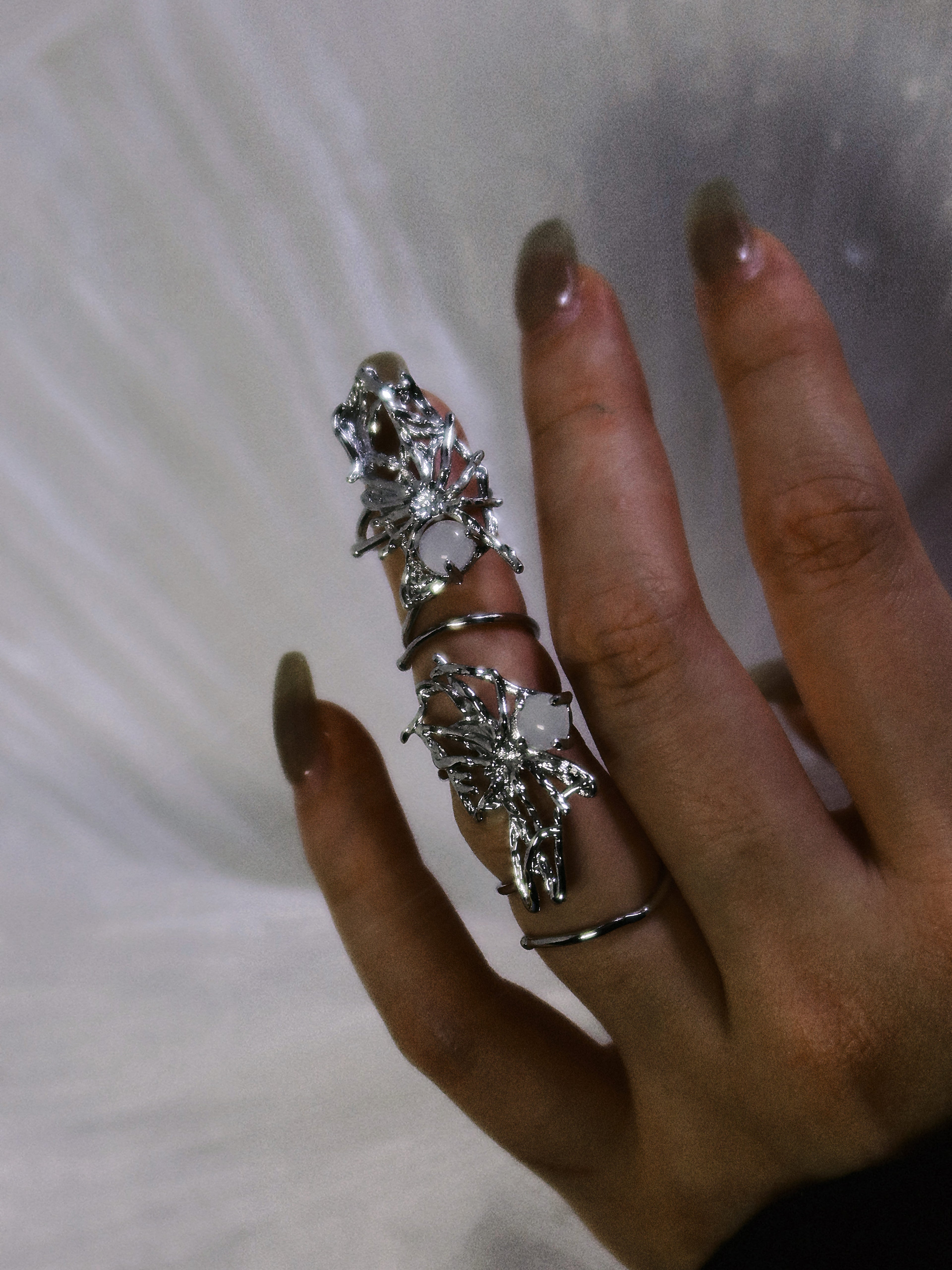 The Web. Sterling Silver Spiderweb Armor & Knuckle Ring