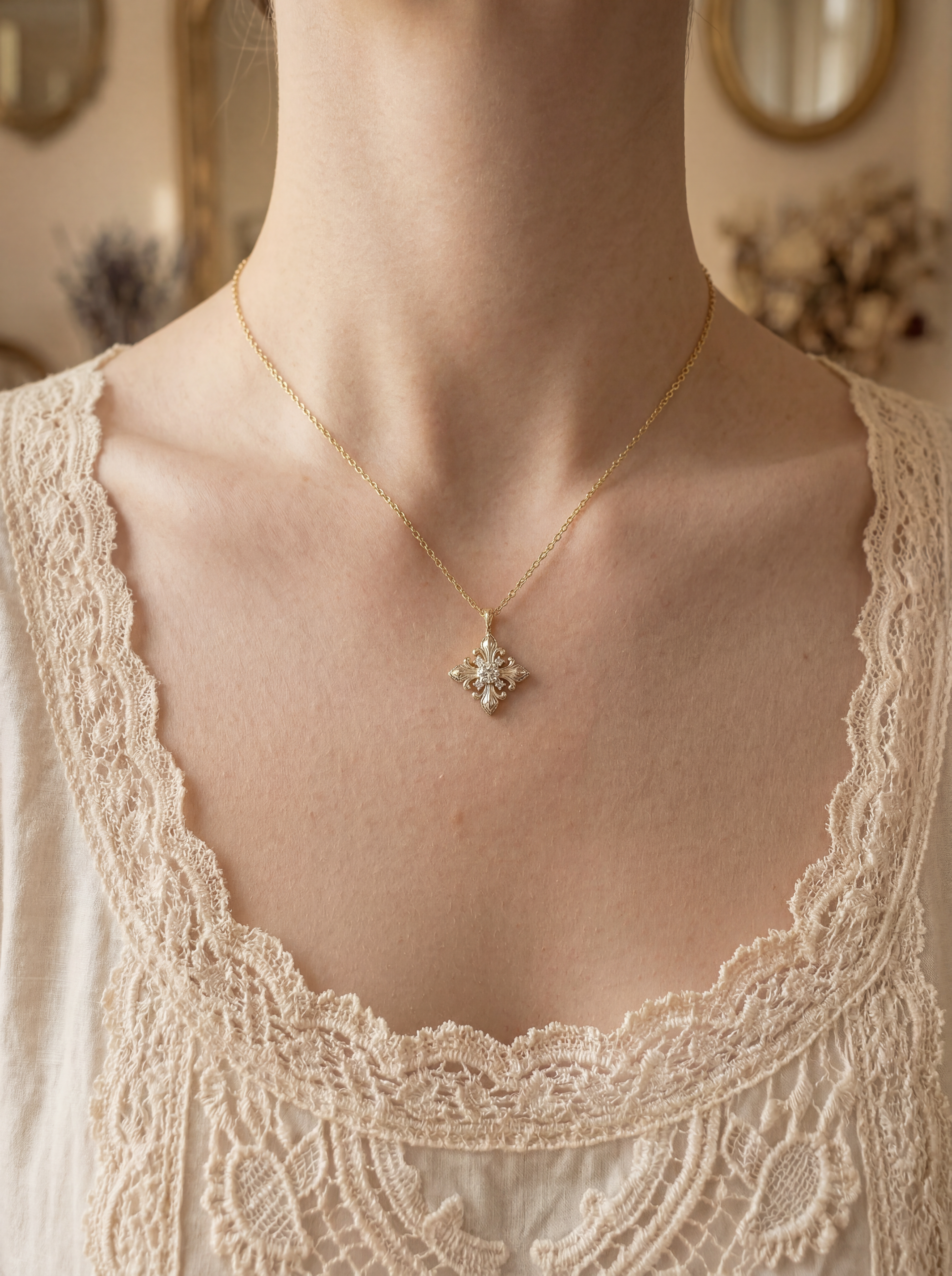 The Golden Iris – Radiant Pendant Necklace in 18K Gold Plated Eco Brass