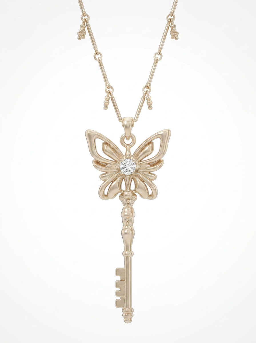 The Butterfly Key. Radiant Pendant Necklace