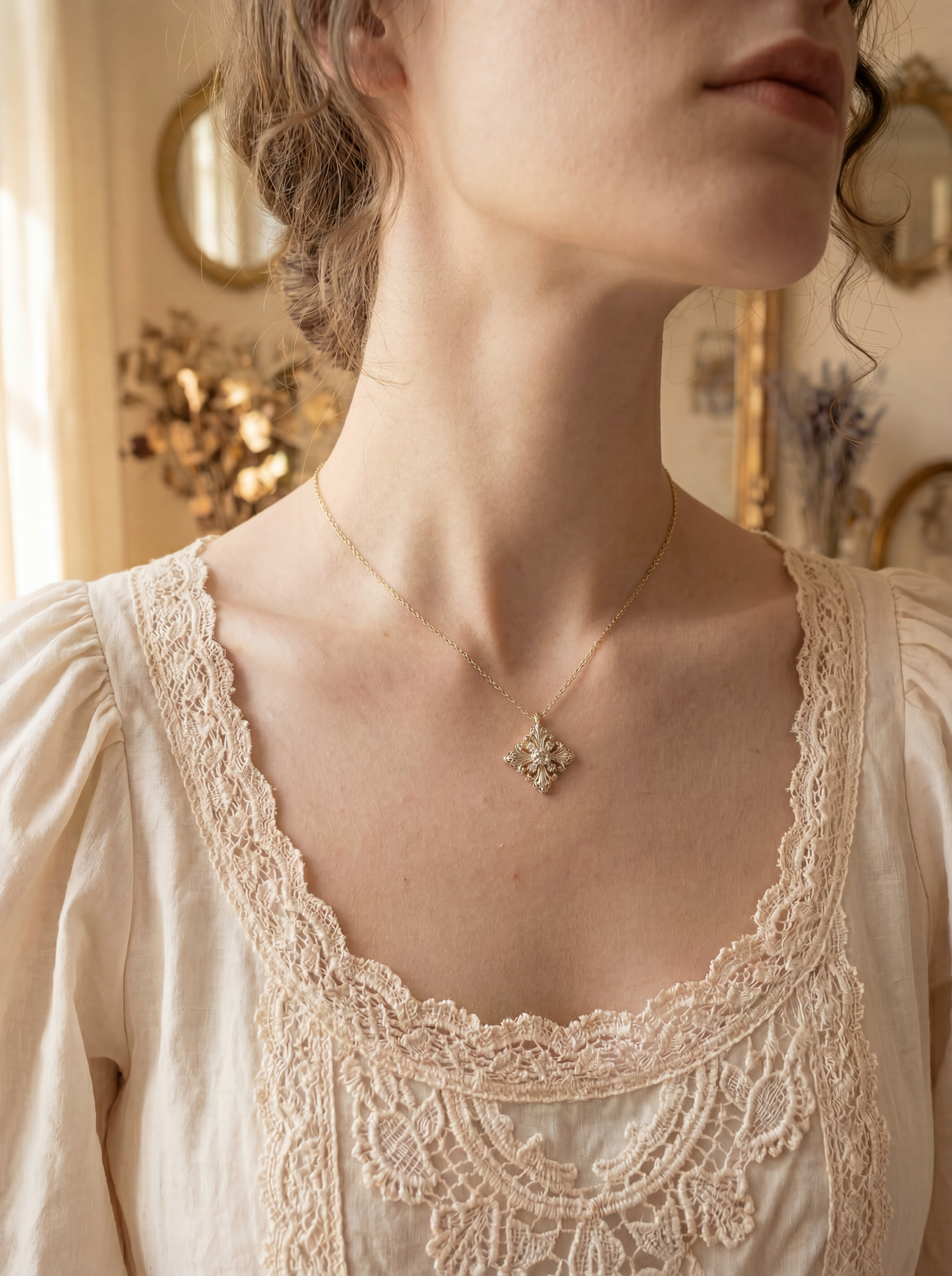 The Golden Iris – Radiant Pendant Necklace in 18K Gold Plated Eco Brass