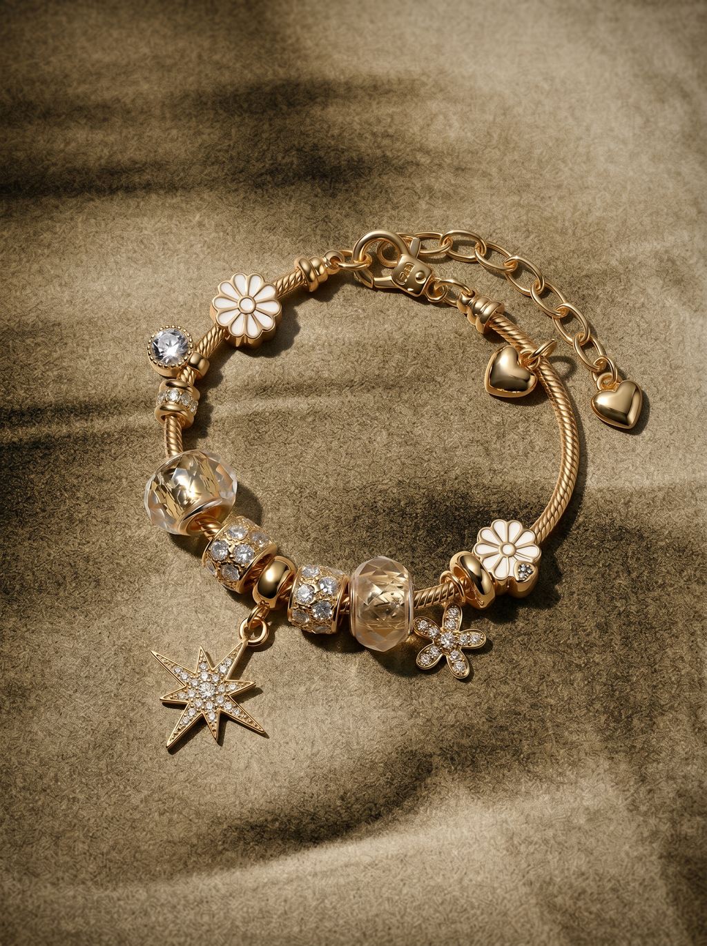 The Eosphorus. Gold Serpent Chain Starburst Bracelet