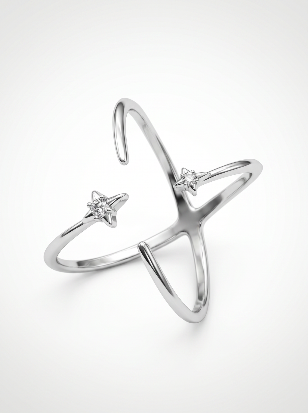 Star-Track Pinky Ring – S925 Sterling Silver Geometric Ring with Zircon