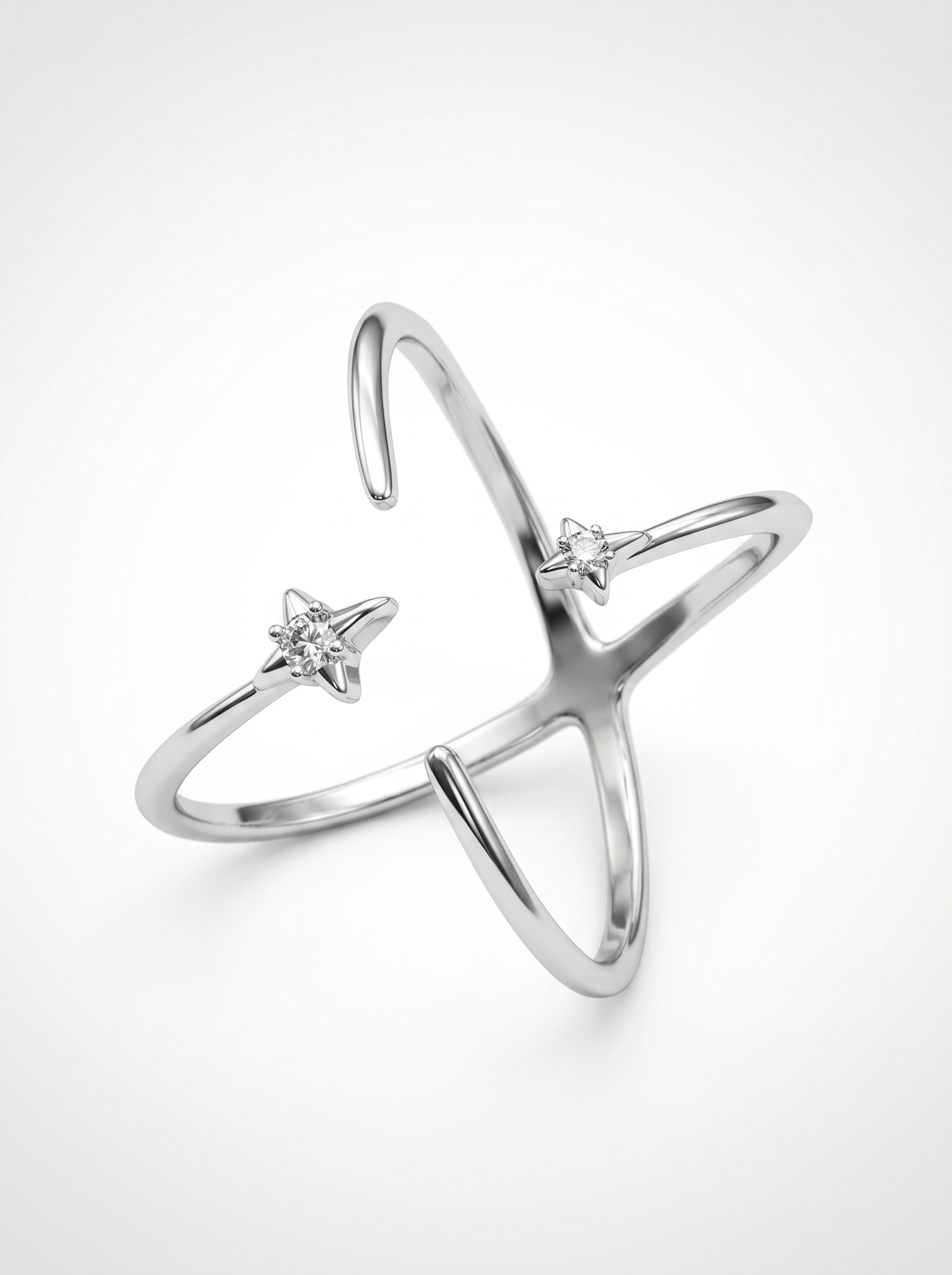Star-Track Pinky Ring – S925 Sterling Silver Geometric Ring with Zircon